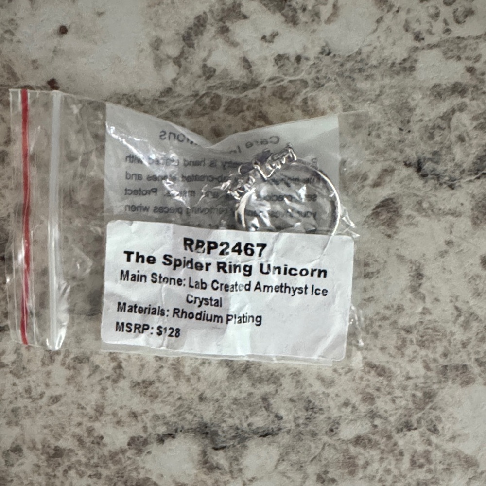 Silver Spider Ring with Amethyst Crystal